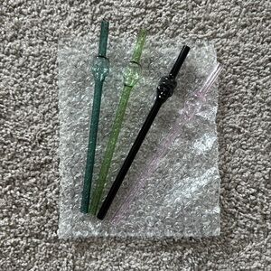 Set of 4 skull Glass Straws